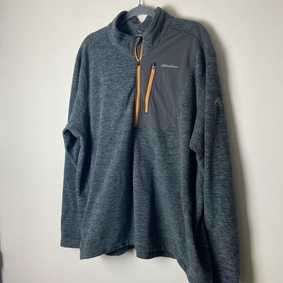 EDDIE BAUER • Men’s First Ascent Fleece Grey Quarter Zip Pullover Size 2XL - Picture 3 of 6